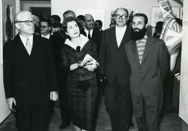 Da dx Gronchi, Palma Bucarelli, boh e Caraceni